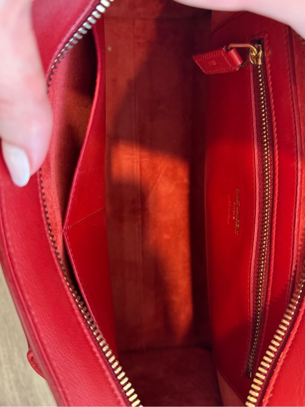 Saint Laurent Red Leather Cabas Le Monogramme Small Satchel / Crossbody - Picture 9 of 11